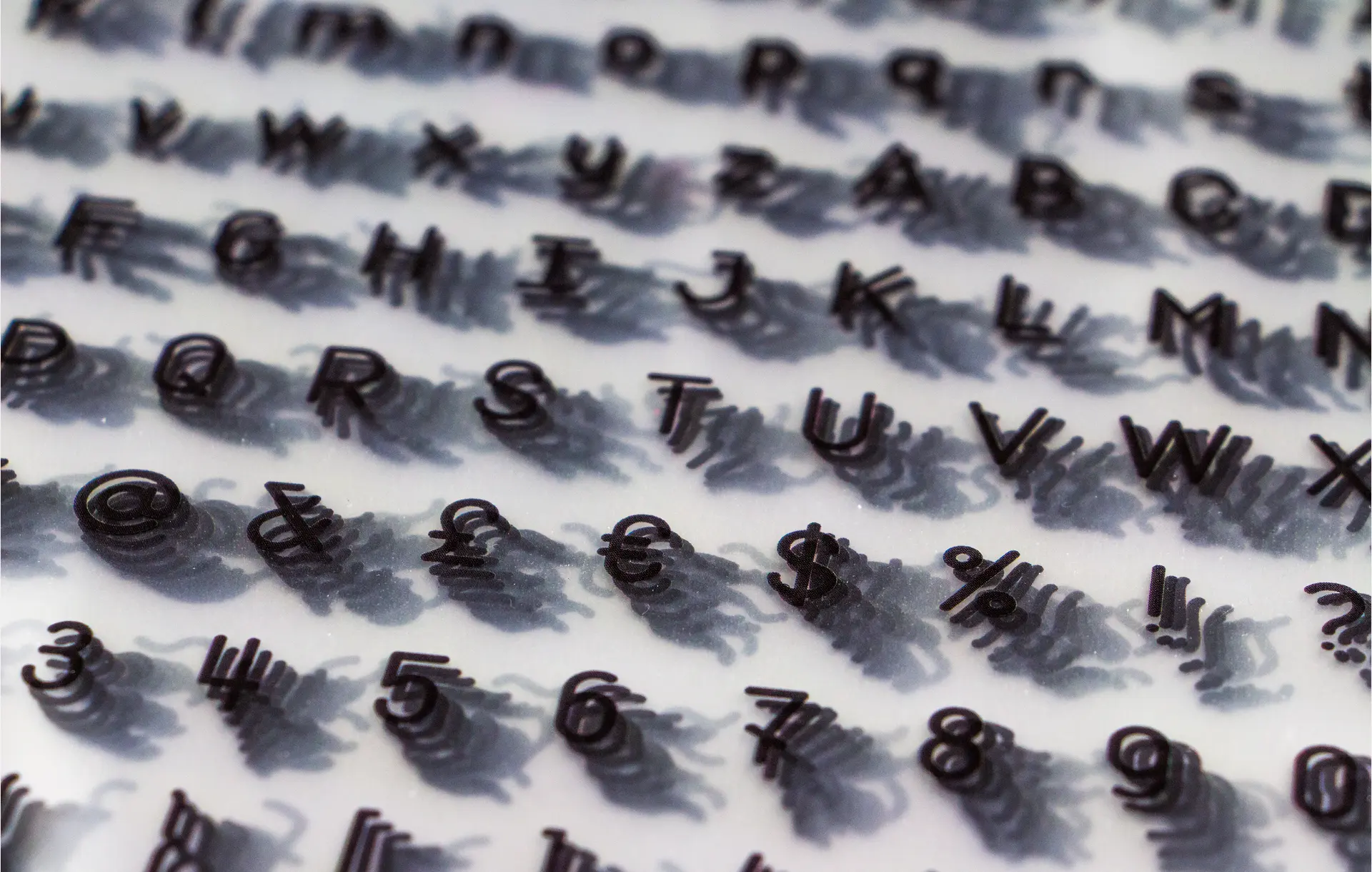 Photograph of transparent type layers.